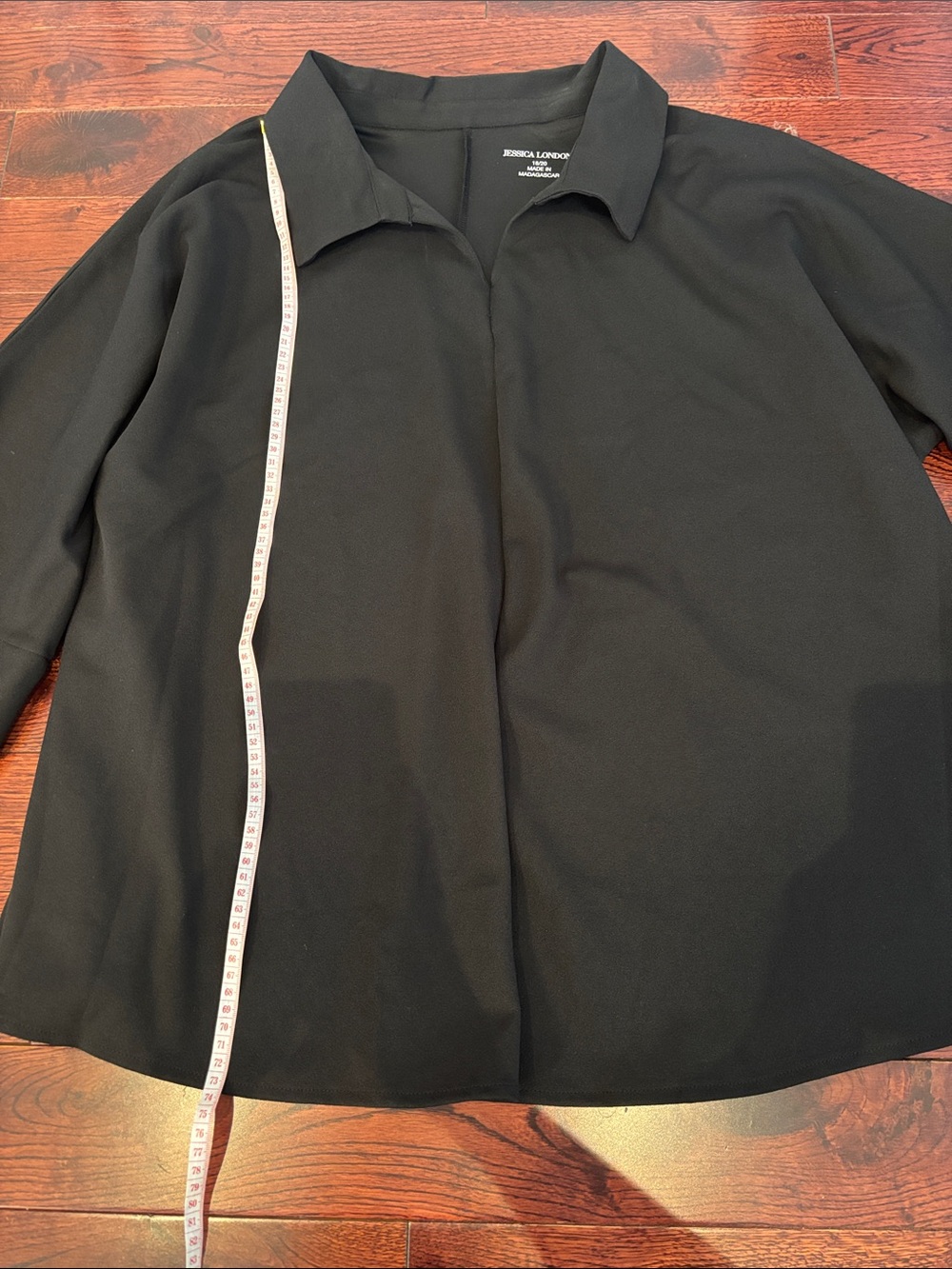Jessica London Black Open-Front Collared Blouse